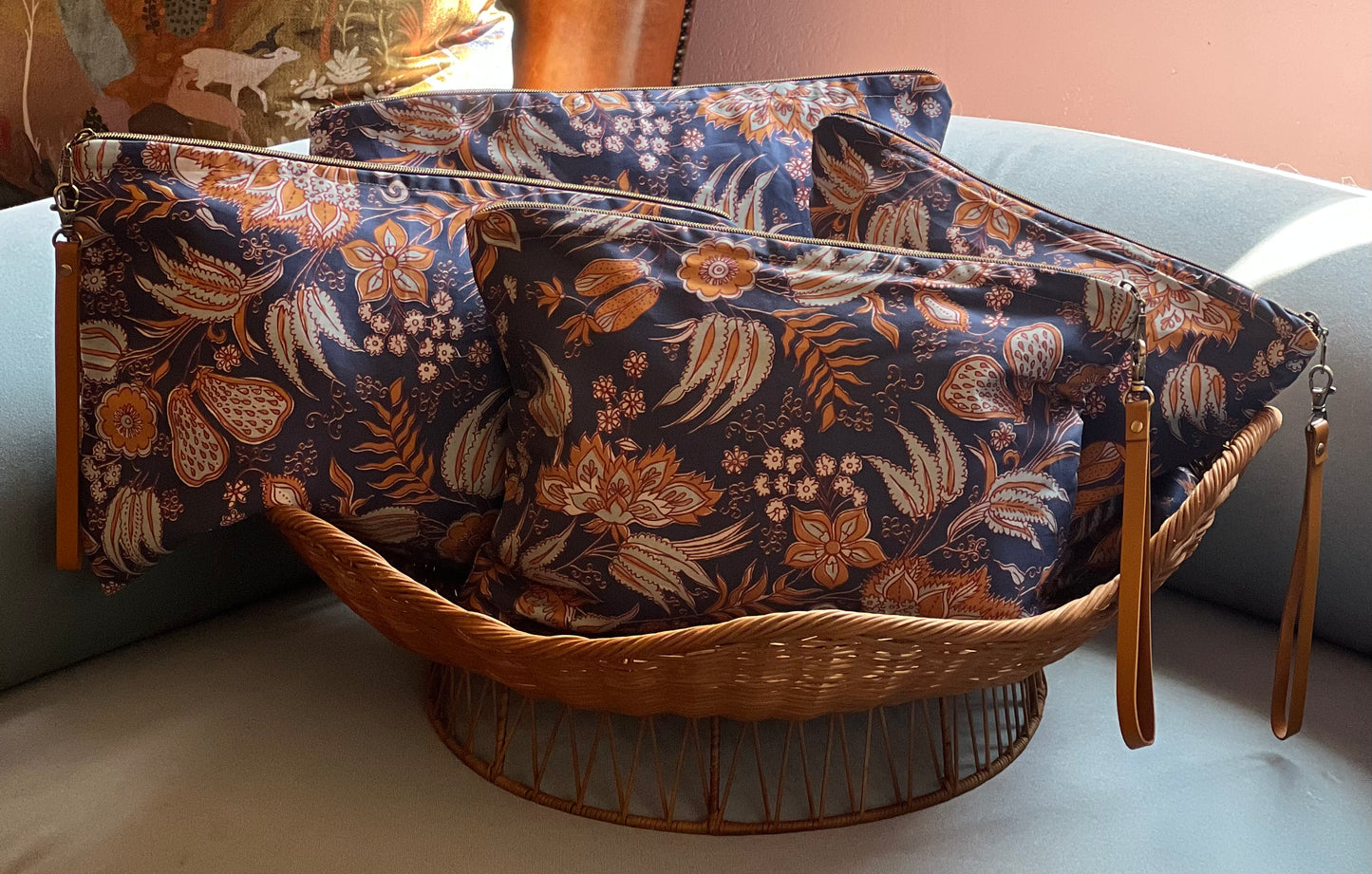 Custom Zipper Clutch Handbag in Indian Style Block Pattern