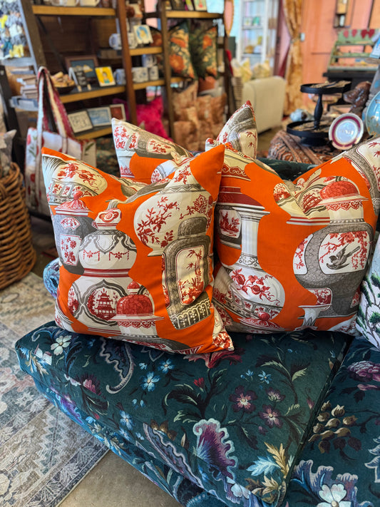 Ginger Jars in Clementine Pillows