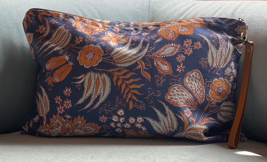 Custom Zipper Clutch Handbag in Indian Style Block Pattern