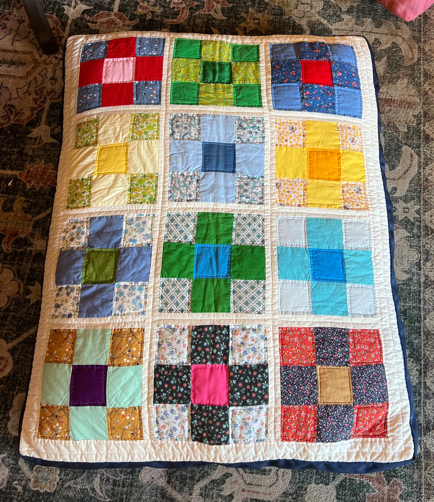 Vintage Quilt Dog Bed - Blue