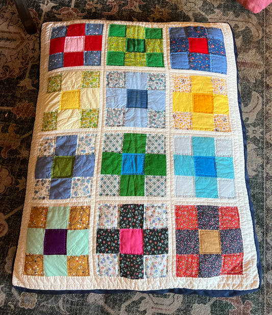 Vintage Quilt Dog Bed - Blue