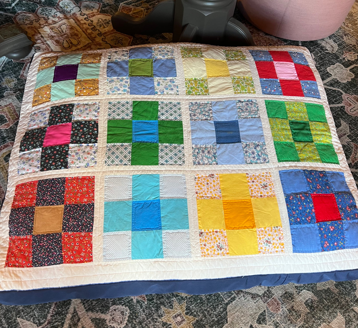 Vintage Quilt Dog Bed - Blue